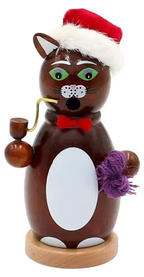 Houten Rookfigur Kat, Modern, Dunkelbraun, 13 cm