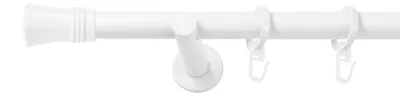 Produktbild von SN Deco Gardinenstange Lyon, 19 mm, 1-läufig, Stahl, Komplett-Set mit Ringen, Auflageträger, 320 cm, weiß