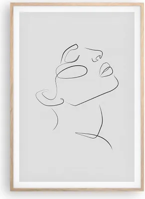 Produktbild von Gerahmtes Poster - Rahmen in heller Eiche - Stück Linear Gesicht - 70x100 cm - Wand Bild - Wanddeko - Wandbilder - Kunstposter - Wandposter - Bilderrahmen - Bilder - Kunstdruck - P2NPA70x100-4823