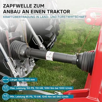 Produktbild von Zapfwelle T8 Gelenkwelle 1000-1100mm 1240Nm 540U/min, PTO-Shaft, 110kW (150PS), 2X 1 3/8" 6 Zähne
