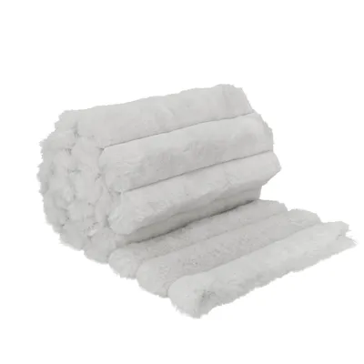 Immagine prodotto di Peluche, tessuto a maglia a righe, strisce molto spesse (5 cm), Pelliccia sintetica, bianco, 50x165 cm