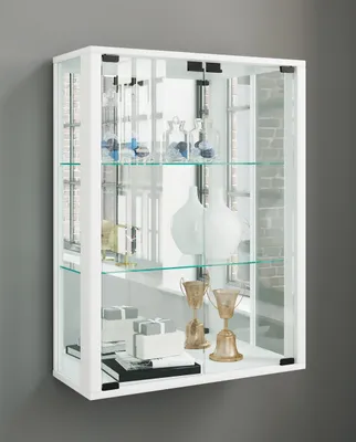 Produktbild von VCM Glasvitrine hängend | Vitrine Glas mit ESG-Sicherheitsglas | Maße ca.  H. 80 x B. 60 x T. 25 cm | Hängevitrine Glas | Modern und platzsparend | Glas Vitrinenschrank -  Udina Spiegel