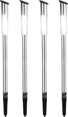 Produktbild von DEUBA® Solarlampe für Außen 4er Set LED Wetterfest IP44 Dämmerungssensor Erdspieß Edelstahl Solar Garten Leuchte Außenleuchte Balkon Deko