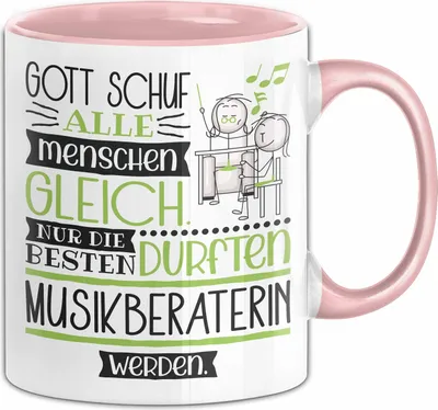 Produktbild von Musikberaterin Geschenk Becher Tasse Gott Schuf Alle Menschen Gleich Nur Die Besten Durfeten Musikberaterin Werden Geschenkidee Lustig (Rosa)