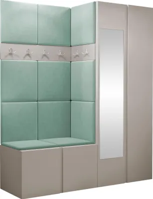 Produktbild von MIRJAN24 Garderoben-Set Orion XII, Garderobe mit Sitzbank mit 11 x Wandpanel 42x42 (Farbe: Cashmere, Manila 11)