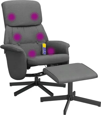 Obrázok produktu pre masážne kreslo vidaXL s podnožkou Tmavosivá látka