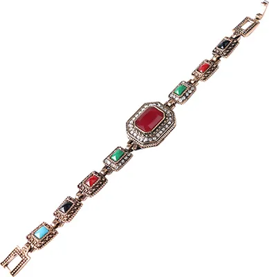 Produktbild von Damen-Armband, klassisch, Legierung, Strasssteine, Polygon, künstlicher Edelstein, großer Stein-Golden