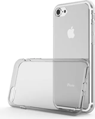 A clear phone case is shown in front of a phone.