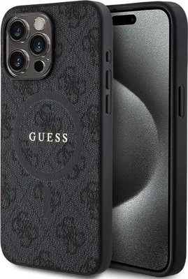 Immagine prodotto di Guess Custodia in Finto cuoio 4G Anello colorato MagSafe iPhone 15 Pro Nero