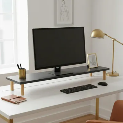 Produktbild von Monitorständer Holzbeine Schreibtischaufsatz 90x20x10cm Monitor Erhöhung Bildschirmständer Homeoffice Gaming 3 Farben (ANTHRAZIT)