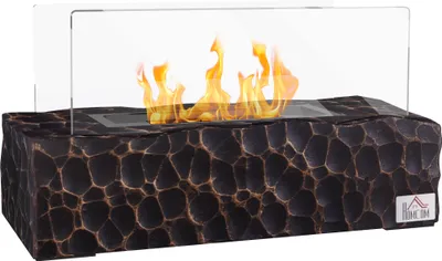 Produktbild von HOMCOM Bioethanol-Tischkamin mit 1,15 l Brenner und 30–45 Min. Brenndauer, Biokamin mit Glasscheibe und Flammenlöscher, 33 x 16 x 18 cm, schwarz