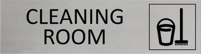 Produktbild von CombiCraft Aluminium Türschild Cleaning Room 165x45mm mit 3M-Tape zur Befestigung, einfache Kennzeichnung von Räumen und Bereichen