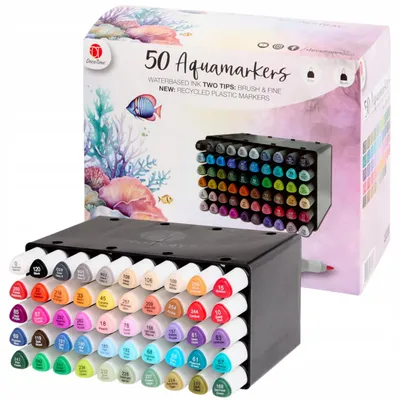 Produktbild von DecoTime Aquarell Marker 50 Farben Doppelspitze
