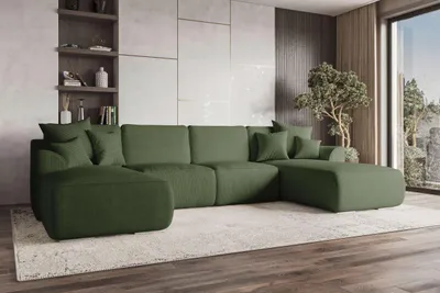 Produktbild von 99rooms Gusto Wohnlandschaft Cordstoff POSO Olive mit Schlaffunktion