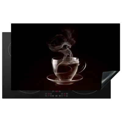 Produktbild von KitchenYeah© Herdabdeckplatte Tasse - Tee - Schwarz - Weiß , 85x52cm, Küche Deko, Glaskeramikkochfeld Herdabdeckung, Abdeckplatte fùr Kochfeld
