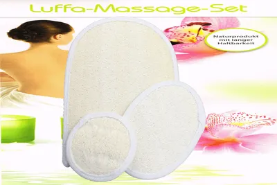 Produktbild von Luffa-Massage-Set Schwamm Natur Loofah Duschschwamm Badeschwamm Scrubber 3 Tlg.