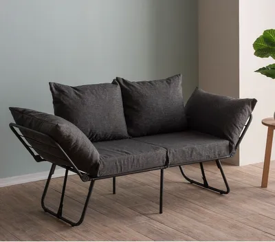 Productafbeelding van Hanah Home, Viper, 2-persoonsbank - Donkergrijs, 2-persoons slaapbank, 100% metaal, donkergrijs, 150 x 60 x 78 cm