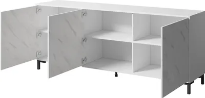 Zdjęcie produktu dla Cama MARMO komoda 3D 200x45x80,5 cm biały mat/marmur biały, Biały, Płyta wiórowa, Wzór, Nowoczesny, Prostokątny, Płyta wiórowa