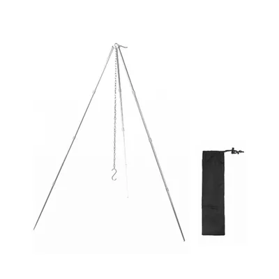 Produktbild von Abnehmbarer Outdoor-Lagerfeuerstativ, Lagerfeuerstaender, tragbarer, aufgehaengter Topfstaender aus Aluminiumlegierung, zusammenklappbare Halterung fuer Camping, Picknick, Grillen
