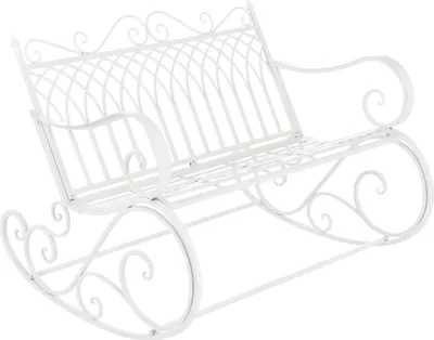 Produktbild von Houpací lavice Greenough 85x113x95cm Zahradní houpačka pro 2 osoby ve venkovském stylu Bílý kov [en.casa]