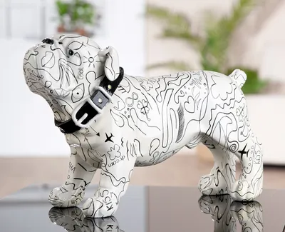 Obrázok produktu pre Gilde Figur, buldog, moderné umenie, minimalistický dizajn, umelá živica, biela, balenie 2 kusov, výška: 21,00 cm, šírka: 30,00 cm, hĺbka: 11,00 cm, kód: 37962