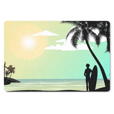 Produktbild von MuchoWow® Mauspad Mousepad Meer - Surfen - Sonne - Palme 27x18 cm - Mousepads - Maus Mat - Pad - Mausunterlage - Büroartikel - Desk Matten