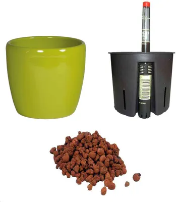 Produktbild von Set 4-teilig Keramik Blumentopf Venus schilfgrün 15/19 Hydrokultur Ø 18 cm H 21 cm