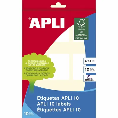 Produktbild von Klebeetiketten Apli Weiß 10 Blatt 32 x 41 mm (10 Stück)