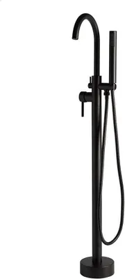 Immagine prodotto di Miscelatore a piantana moderno nero opaco per vasca freestanding
