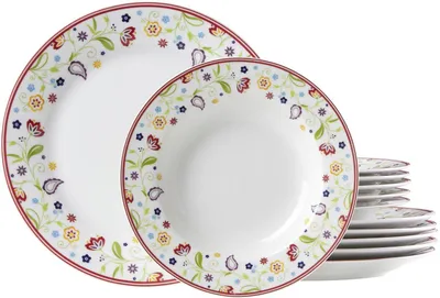 Tafelservies Doppio Shanti, 12-teilig, Porzellan, für 6 Personen