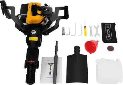 Imagen del producto de Máquina excavadora para árboles de 52cc, motor de 2 tiempos, modelo 45J. Fresadora para raíces de árboles, pico motorizado con pala. Velocidad ajustable. Excavadora manual a gasolina para jardinería, forestal y plantación de árboles frutales