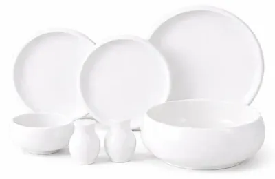 Zdjęcie produktu dla Belicia - nowoczesny 27 elementowy serwis obiadowy dla 6 osób, porcelana biała