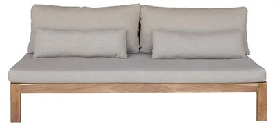Image de Canapé de jardin en teck massif et tissu Taupe TOUQUET