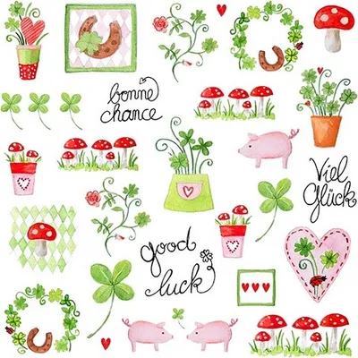Produktbild von Braun & Company Servietten Motiv Lovely Luck 33 x 33 cm - 20er Pack