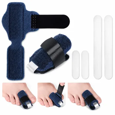 Produktbild von Zehenorthese und Fingerorthese 2er Set, verstellbare Aluminium-Schiene, Zehenkorrektor mit Klettverschluss, für Hammerzehen und Finger