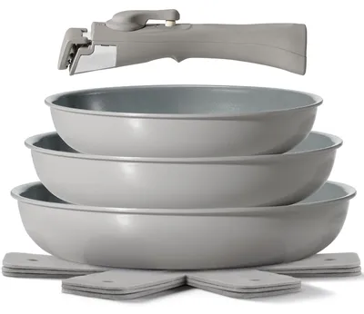Pannenset 7-teilig, abnehmbarer Griff, Aluminium, antihaftbeschichtet