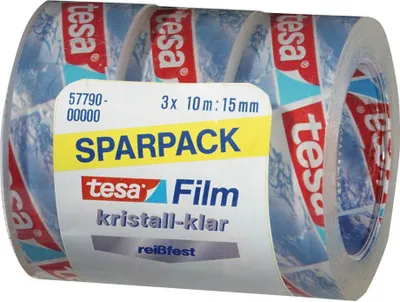Produktbild von tesa Film kristall klar 3er Pack 15 mm x 10 m