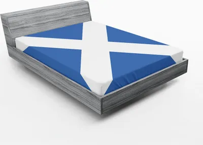 Zdjęcie produktu dla ABAKUHAUS Szkocja Prześcieradło z gumką, flaga Prawdziwy symbol narodu Ilustracja Graficzna kraj europejski, 90 x 190 cm, błękitny biały