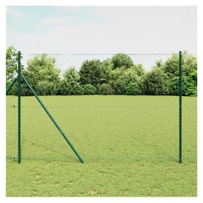 Produktbild von Zaunpfosten Grün 100 x 1,5 m (50 mm Maschenweite) aus Stahl und PVC für Gartenzaun, Hundezaun, Weidezaun, Hühnerzaun und Gartennetz mit Bodenbefestigung
