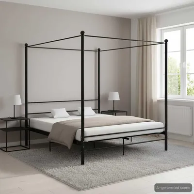 Produktbild von Maison Exclusive - Himmelbett Schwarz Metall 180x200 cm