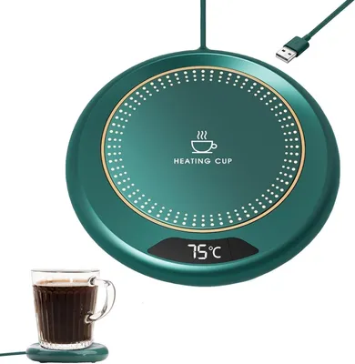 Produktbild von Verstellbarer Tassenwärmer mit 3 Temperaturstufen bis 75 °C – Tragbarer, USB-betriebener Heizuntersetzer – Automatische Abschaltung nach 8 Stunden – Intelligente Touch-Steuerung – USB-Kaffeewärmer