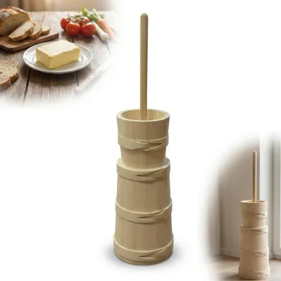 Produktbild von HOLZ-BUTTERFASS 5 L mit Stößel zum Herstellen von traditioneller Butter