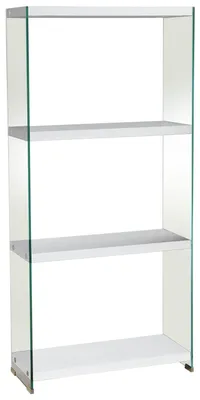 Standregal aus MDF und Glas, Weiß/Transparent, 76x30x165 cm