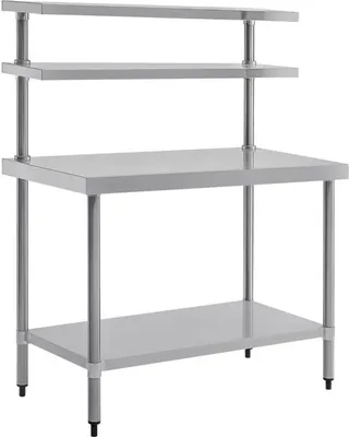 Immagine prodotto di Tavolo da lavoro Vogue con 2 prolunghe e ripiano di base 1200x1500x600mm in acciaio inox