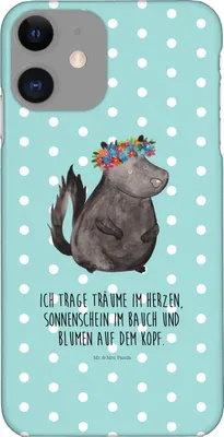 Produktbild von Mr. & Mrs. Panda Iphone 11 Handyhülle Stinktier Mädchen - Türkis Pastell - Geschenk, Hülle, Namaste, Smartphone, Yoga, Handy Schutzhülle, Raubtier, Wildtier, Skunk, Cover