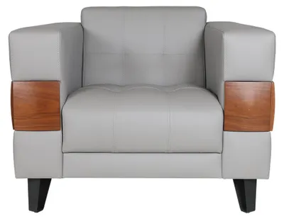 Obrázek produktu pro Šedé křeslo z umělé kůže do obývacího pokoje Moderní lounge křeslo