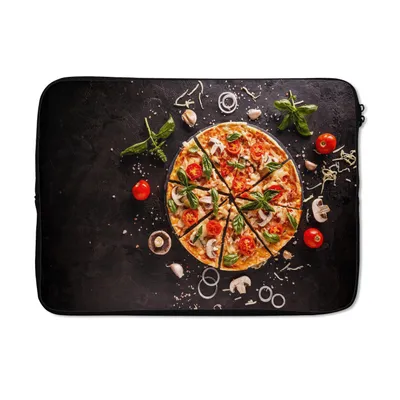 Produktbild von MuchoWow® Laptop Hülle 13 Zoll Pizza - Gemüse - Kräuter - Küche - Industrie Laptoptasche - Laptophülle - Sleeve - Rundumschutz