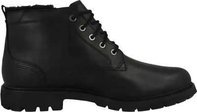 A black leather boot shown from the side.