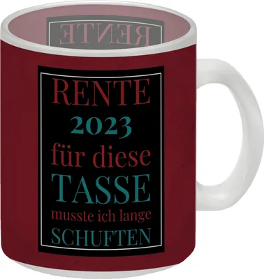 Produktbild von Rente 2023 Glas Tasse eine bunte Tasse für Rentner in rot