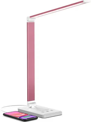 Produktbild von Chesbung Pink LED -Schreibtischlampe 5 Lichtmodus 10 Helligkeitsstufen, Berührungssteuerung, faltbar, Tischaugenschutz, Leselampe, Tageslicht -Kranken